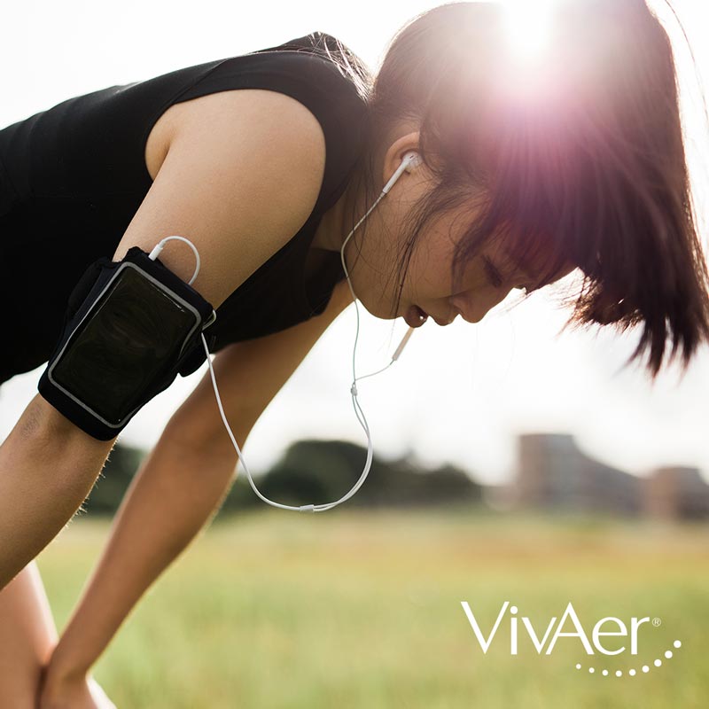 woman resting during run